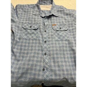 0rvis mens shirt Tech‎ Shirt Plaid Pockets Short Sleeve LG performance outdoors